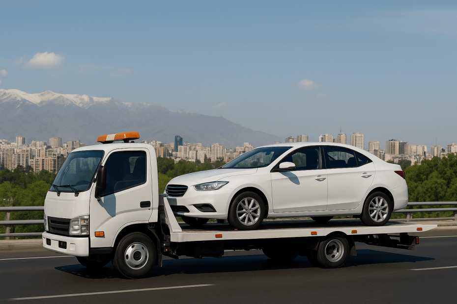 خودروبر در حال حمل خودرو در تهران